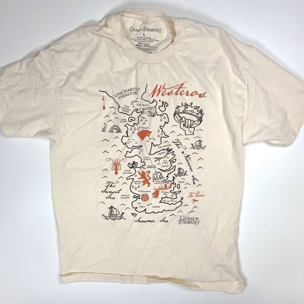 Game of Thrones GOT Westeros Map T-Shirt Men's Large